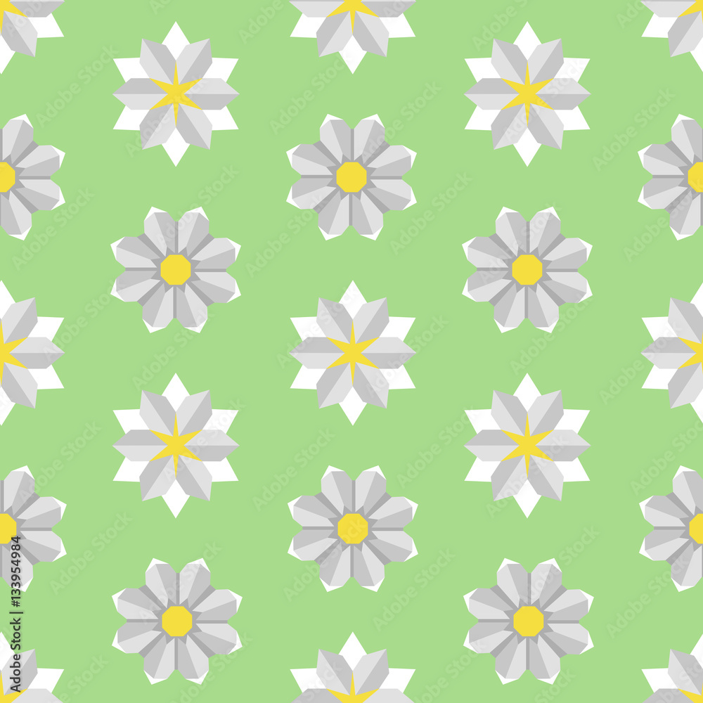 Vector seamless pattern of paper origami flowers