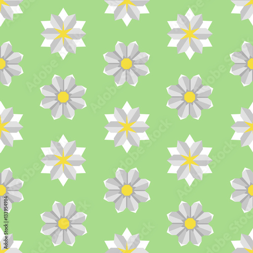 Vector seamless pattern of paper origami flowers
