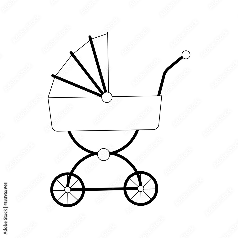 baby carriage icon over white background. vector illustration baby carriage icon over white background. vector illustration