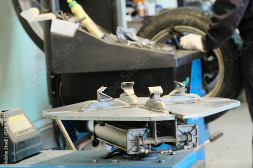 Machine in a tire fitting workshop