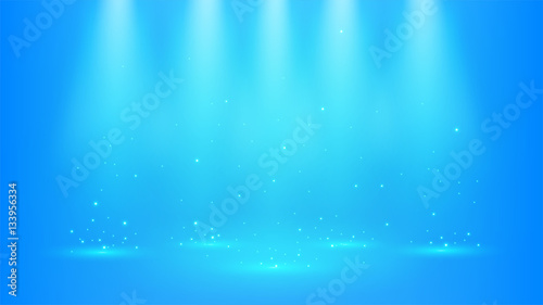 Blue spotlights shining with sparkles 16:9 Aspect Ratio in clipping mask Vector Illustration