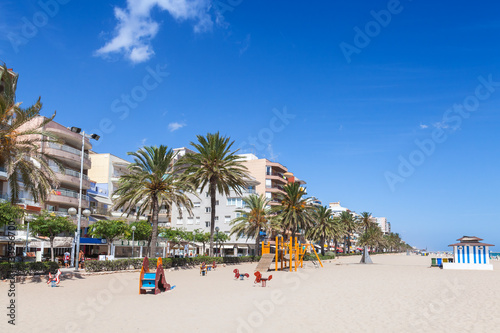 Wide public sandy beach of Calafell  Spain