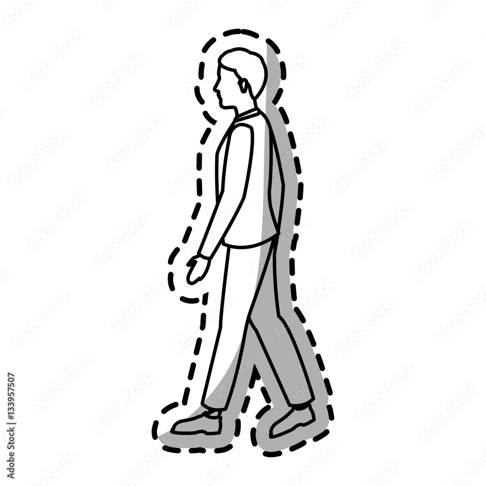 man walking cartoon icon over white background. vector illustration