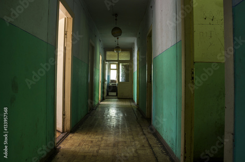 abandoned hostel hallway
