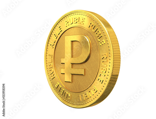 Gold coin with ruble sign.3d rendering.