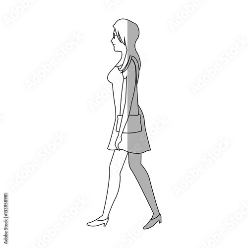 woman walking cartoon icon over white background. vector illustration