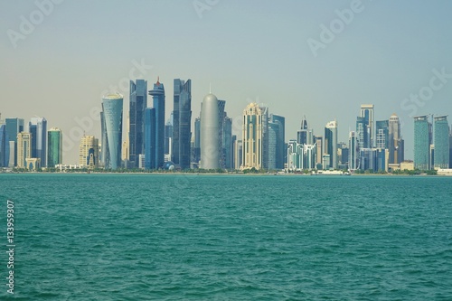Modern skyline of Doha, the capital of Qatar