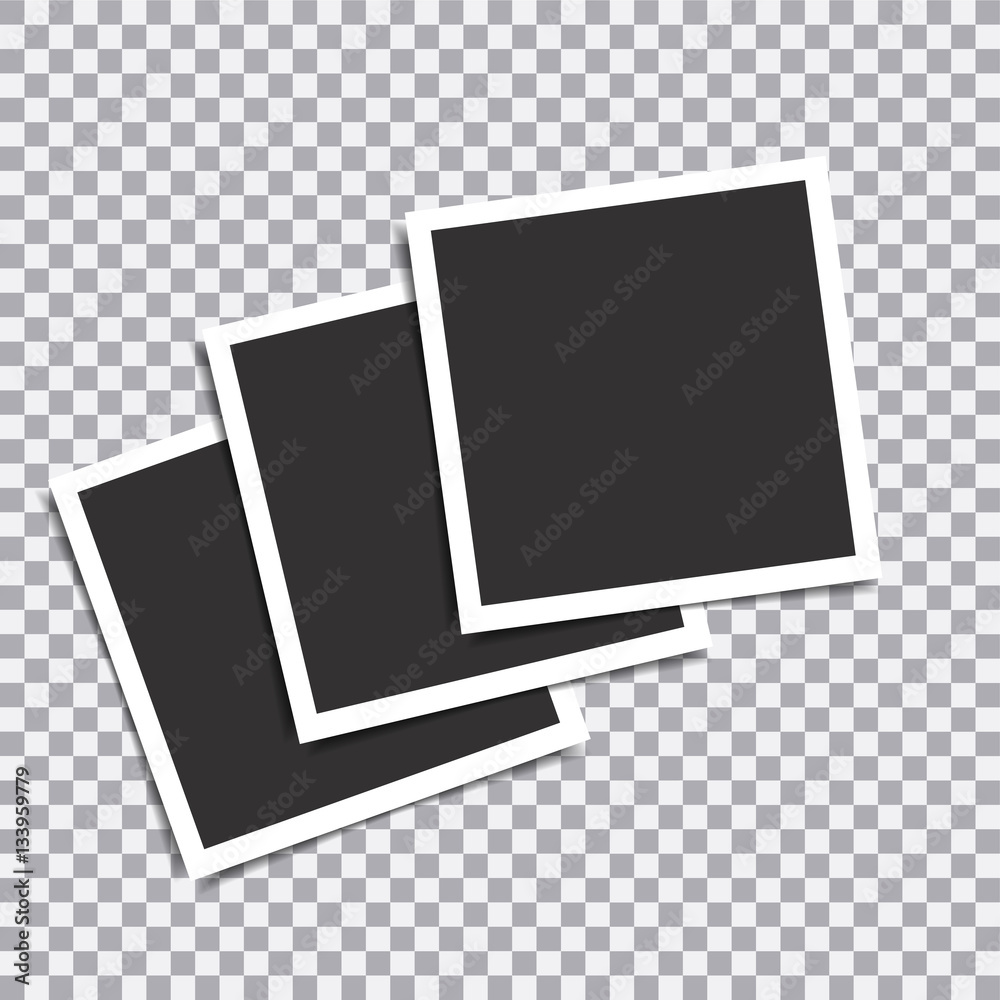 Realistic paper photograph with shadow isolated on white background. Foto frame