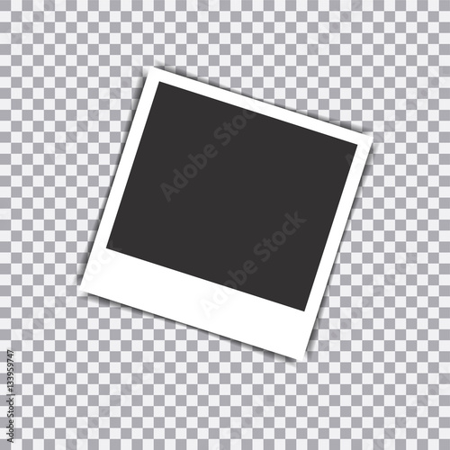 Realistic paper photograph with shadow isolated on white background. Foto frame