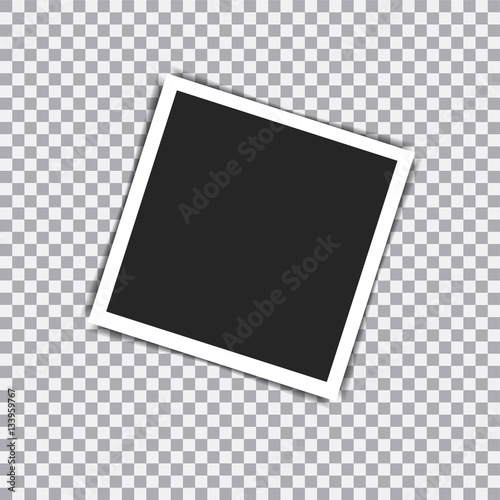 Realistic paper photograph with shadow isolated on white background. Foto frame