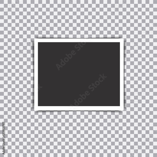 Realistic paper photograph with shadow isolated on white background. Foto frame