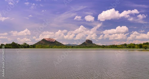 Sigiriya or Sinhagiri ancient rock fortress near Dambulla, Sri Lanka panorama photo