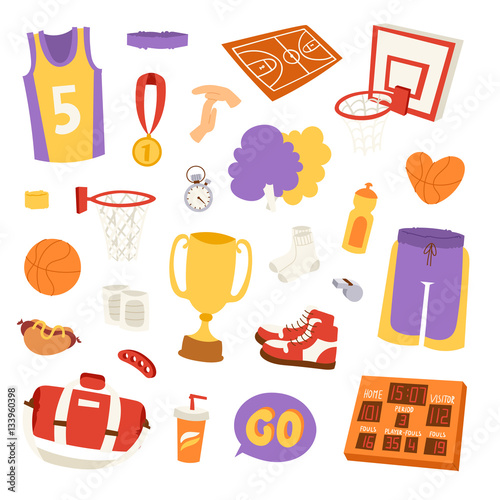 Basketball stickers vector icons