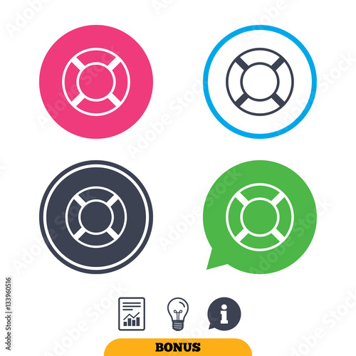 Lifebuoy sign icon. Life salvation symbol.