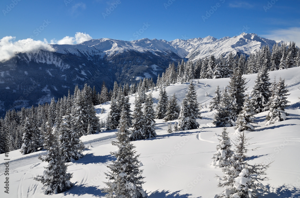 Winter mountain landscape. Austrian Alps.