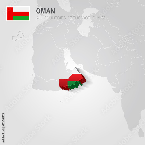 Oman drawn on gray map.