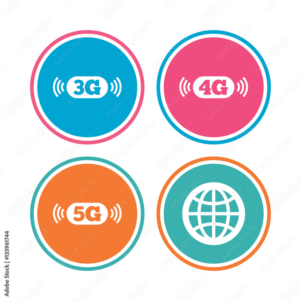 Mobile telecommunications icons. 3G, 4G and 5G. Mobile telecommunications icons. 3G, 4G and 5G.