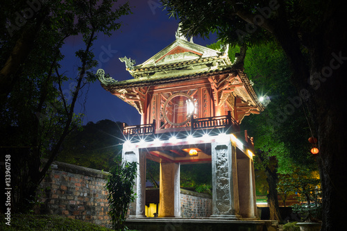 Khue Van Cac pavilion in second courtyard at Temple of literature (Van Mieu) in Hanoi, Vietnam photo