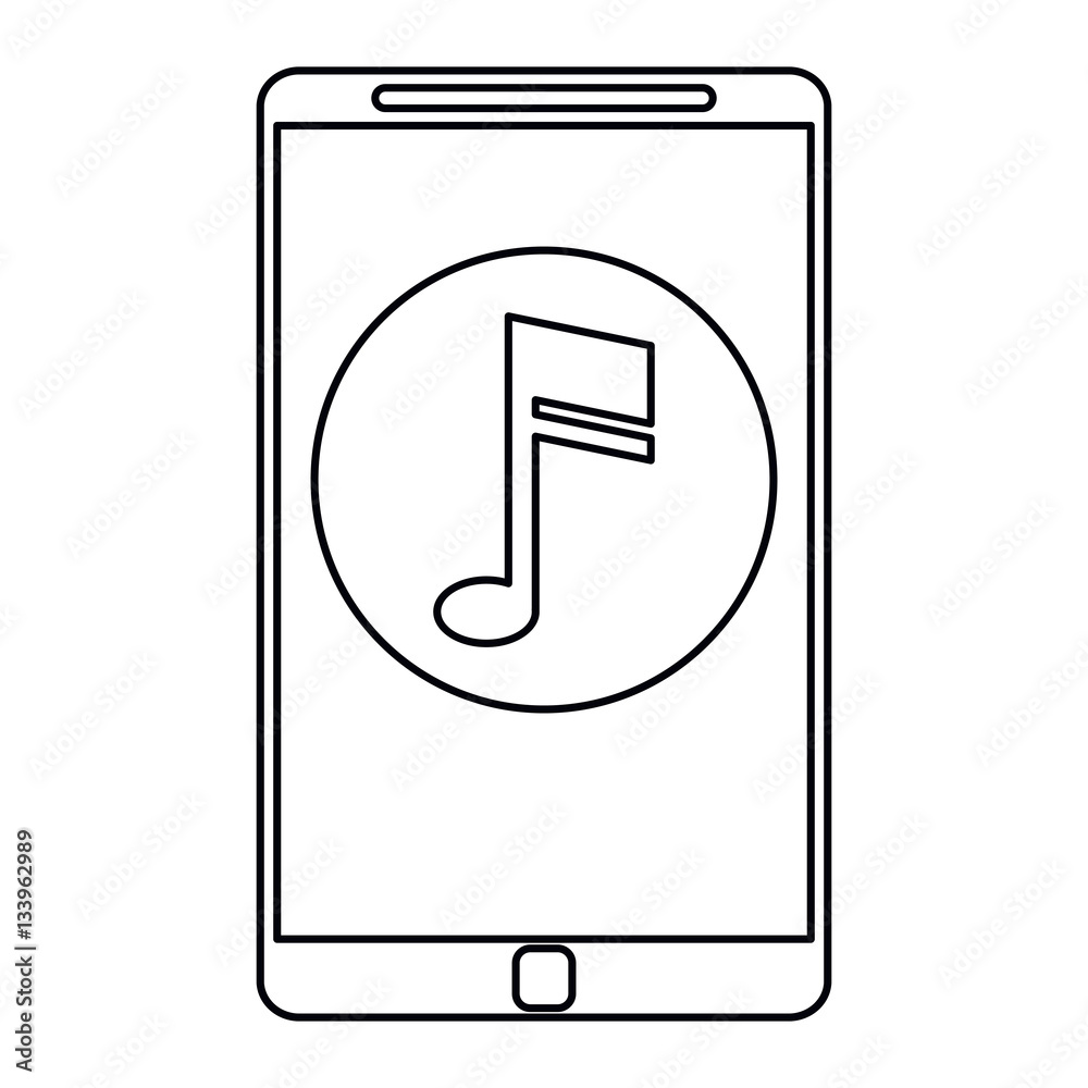 smartphone music note digital app outline vector illustration eps 10 smartphone music note digital app outline vector illustration eps 10