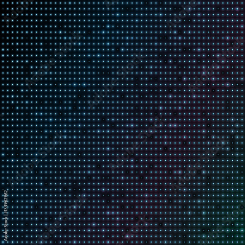 Abstract blue color neon dots, dotted technology background. Glowing particles, led light pattern, futuristic texture, digital vector design
