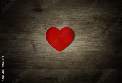 Red Heart On Old Weathered Wood