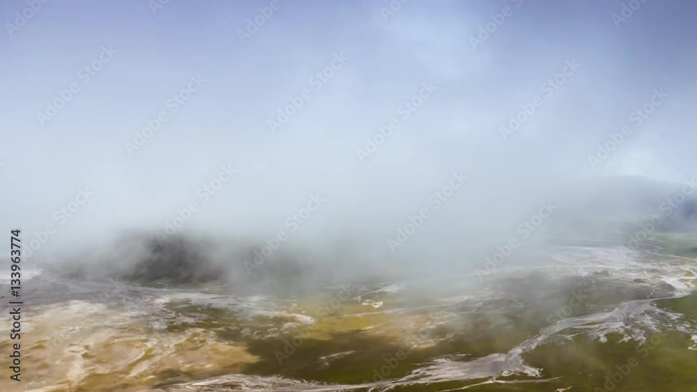 Extreme nature panorama of clouds moving over active volcano Bromo in Java Indonesia Extreme nature panorama of clouds moving over active volcano Bromo in Java Indonesia