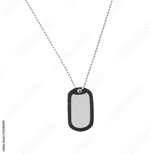 Military ID tag, isolated on white