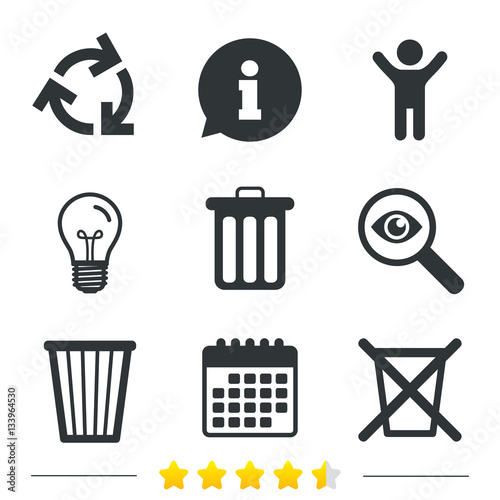 Recycle bin icons. Reuse or reduce symbol.