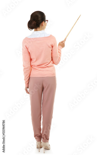 Young teacher with pointer ...