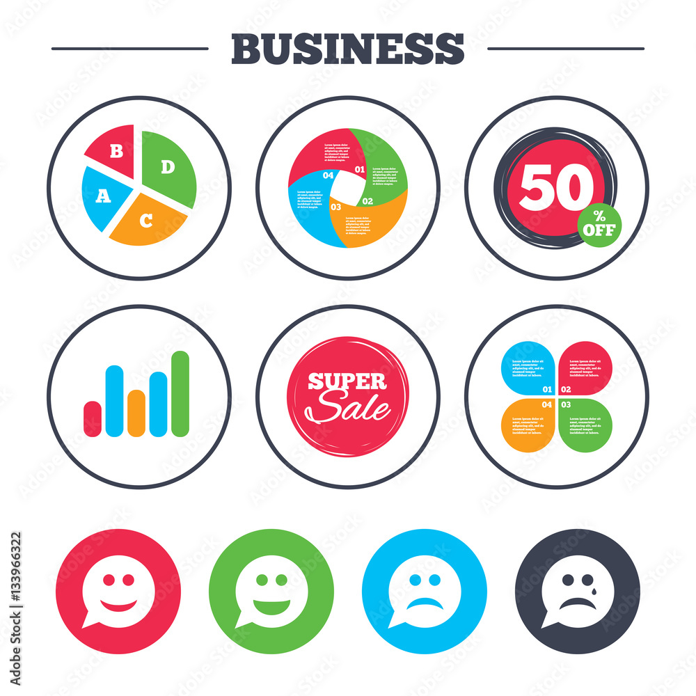 Speech bubble smile face icons. Happy, sad, cry. Speech bubble smile face icons. Happy, sad, cry.