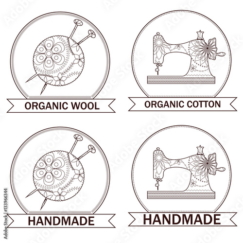 Set of knitting and sewing logos