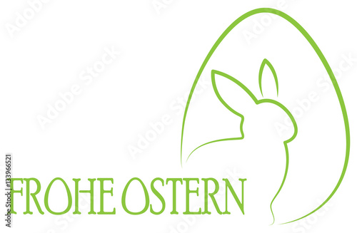 Frohe Ostern Hase Osterhase mit Ostereier grün isoliert