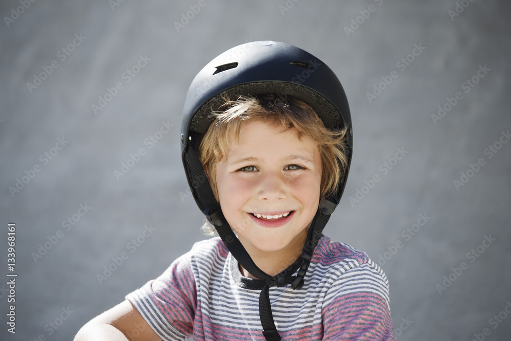 Portrait of happy boy at skateboard park Portrait of happy boy at skateboard park