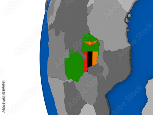 Zambia on globe