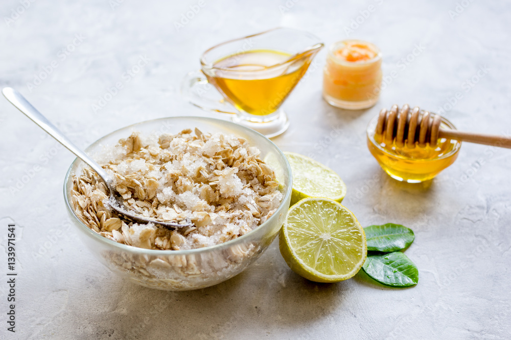 organic citrus scrub homemade on gray background organic citrus scrub homemade on gray background
