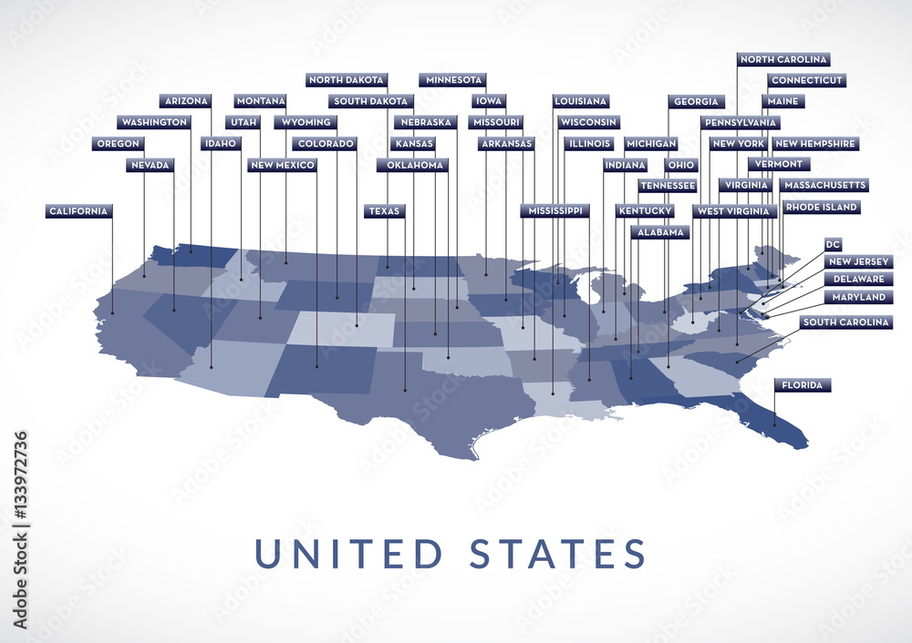 Obraz premium 3S USA State vector map
