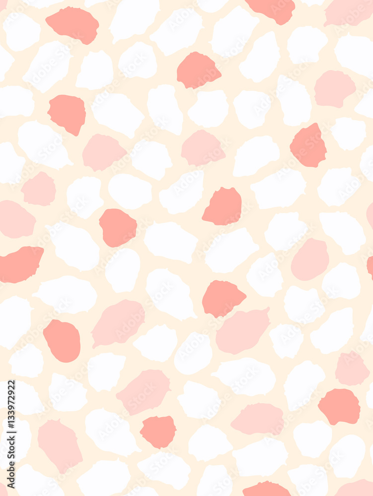 Abstract seamless pattern with flower petals. Ink and brush. Hand drawn. Vector illustration.