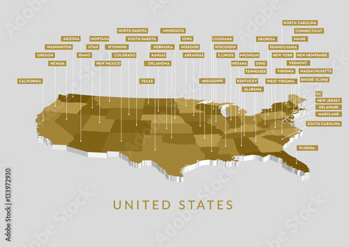 3D USA State map