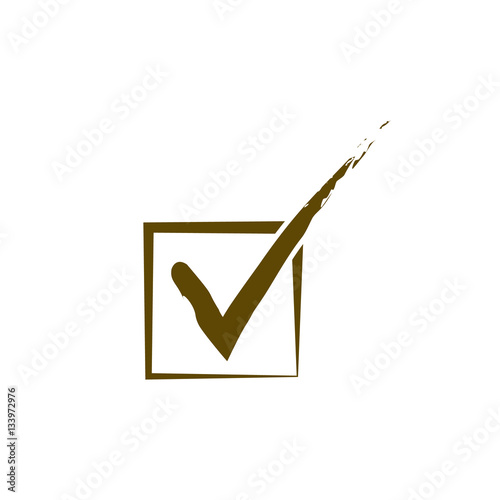 Flat paper cut style icon of check box