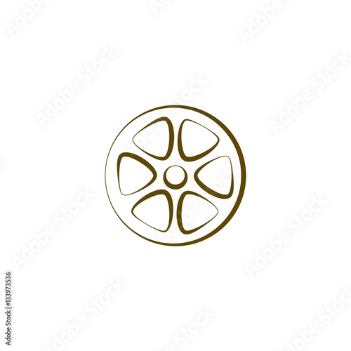 Flat paper cut style icon of old tape spool