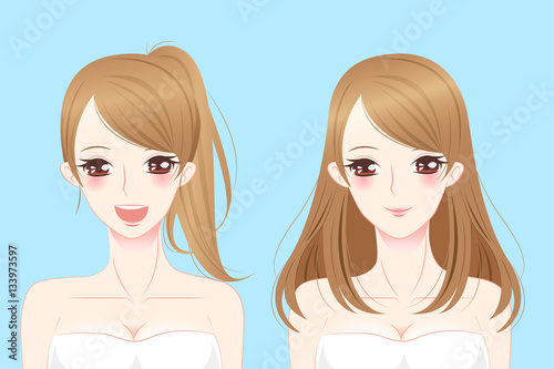 different hair style woman smile