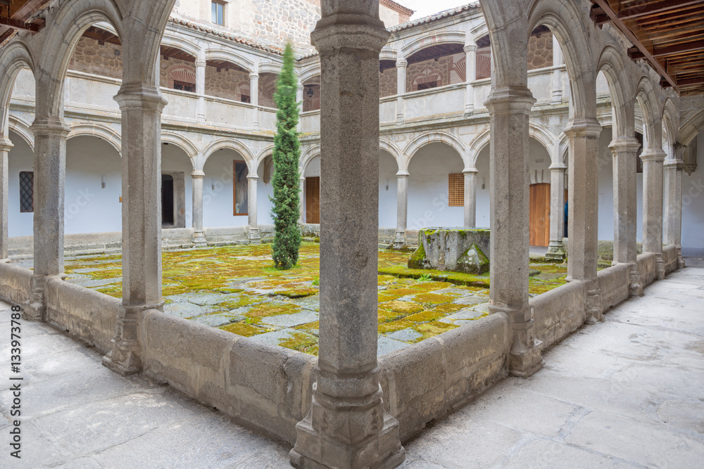 AVILA, SPAIN, APRIL - 18, 2016:  The gothic atrium of church Real monasterio de Santo Tomas.