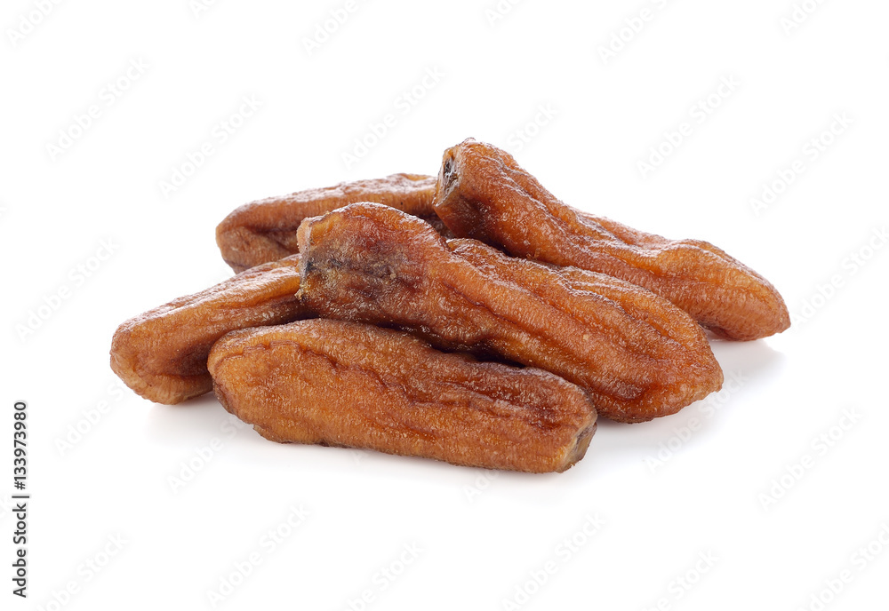 Fototapeta premium dried bananas (honey baked bananas) on white background, Thai pr