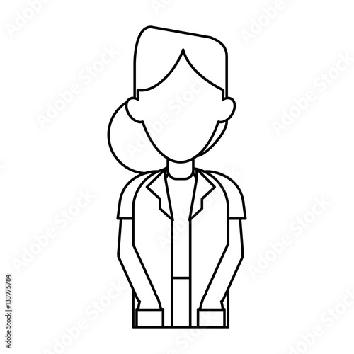 doctor woman medicine science help outline vector illustration eps 10