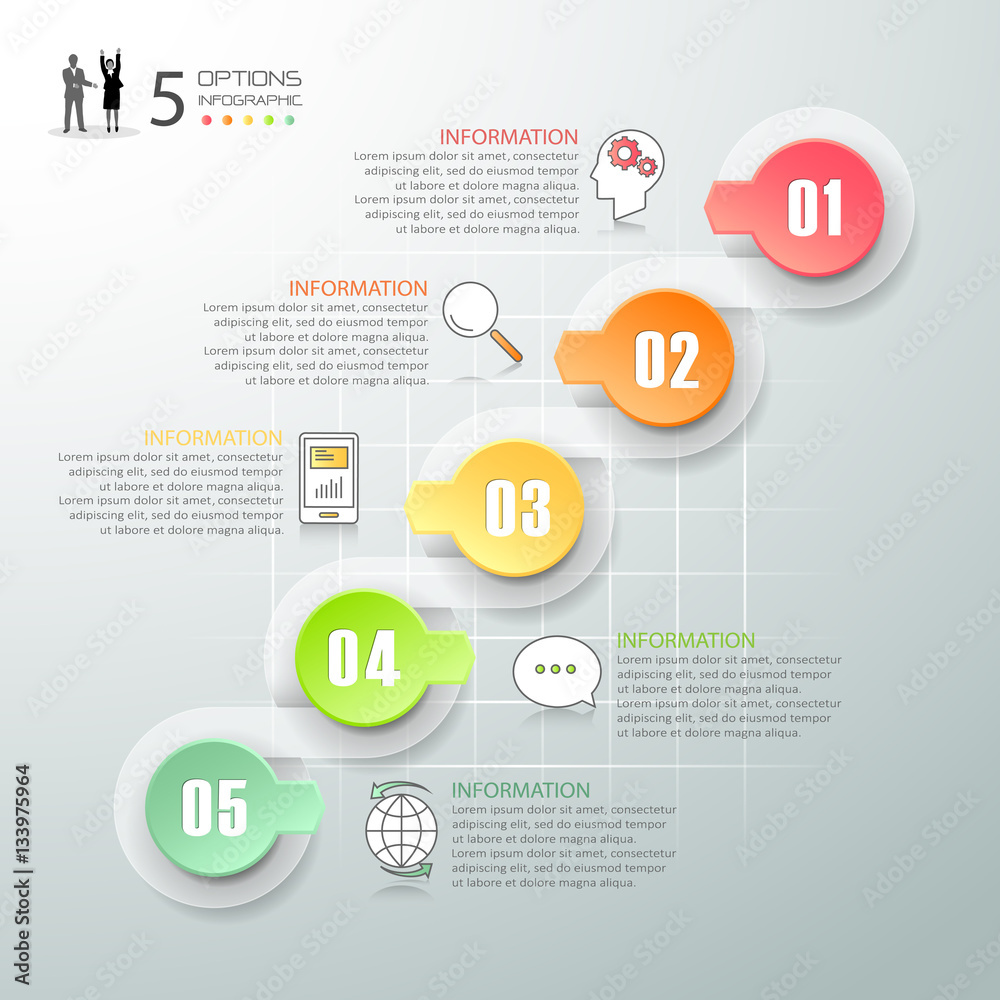 Fototapeta premium Design infographic 5 Steps, Business concept infographic template