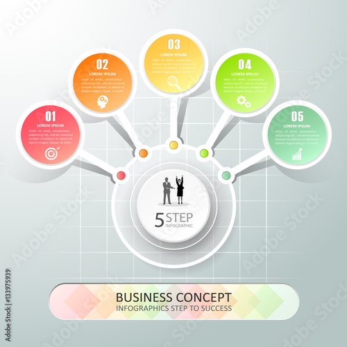 Design template infographic 5 options,  Business concept infographic