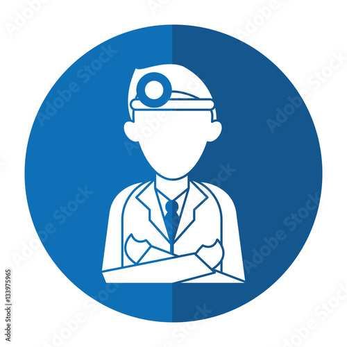 doctor crossed arms wearing head mirror medical consultation with shadow vector illustration