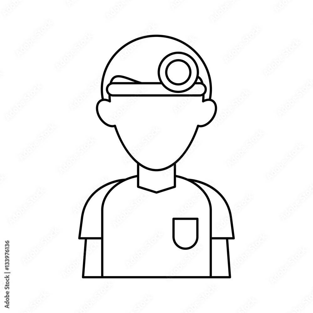 doctor with head mirror uniform surgeon outline vector illustration eps 10