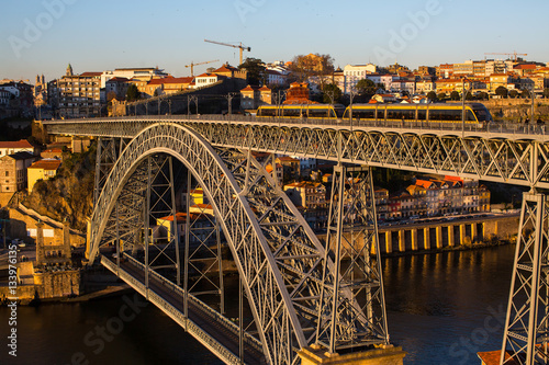 Douro river and Dom Luis I iron bridge, Porto, Portugal.