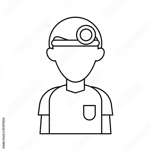 doctor with head mirror uniform surgeon outline vector illustration eps 10